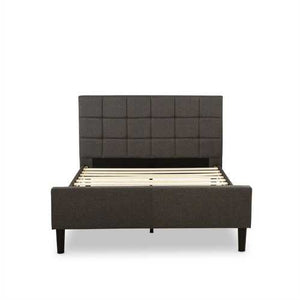 Queen size Dark Grey Upholstered Platform Bed with Headboard and Footboard