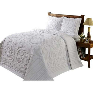 Queen size 100-Percent Cotton Chenille Bedspread in White