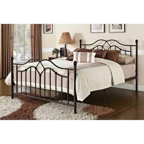 Image of Queen size Brushed Bronze Metal Bed with Headboard and Footboard