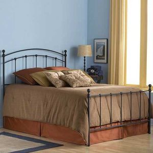 Queen size Complete Metal Bed Frame with Round Final Posts Headboard and Footboard