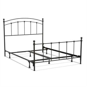 Queen size Complete Metal Bed Frame with Round Final Posts Headboard and Footboard