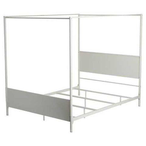 Image of Queen size Contemporary White Metal Canopy Bed