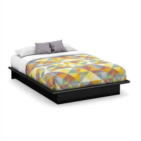 Image of Queen size Platform Bed Frame in Modern Black Wood Finish