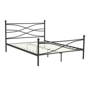 Queen size Matte Black Metal Platform Bed Frame with Headboard and Footboard