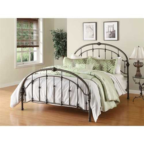 Image of Queen size Metal Bed in Antique Bronze Pewter Finish with Headboard and Footboard