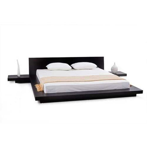 Image of Queen Modern Platform Bed w/ Headboard and 2 Nightstands in Espresso