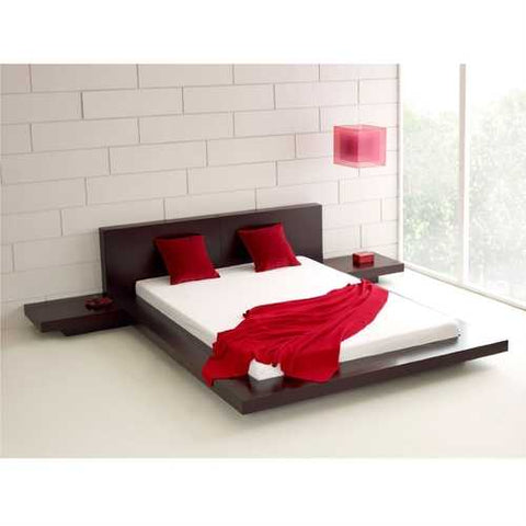 Image of Queen Modern Platform Bed w/ Headboard and 2 Nightstands in Espresso