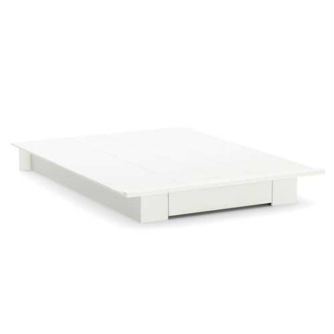 Image of Queen size White Modern Platform Bed Frame with Bottom Storage Drawer