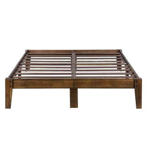 Queen size Solid Wood Platform Bed Frame in Brown Natural Finish