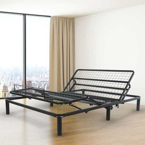 Queen size Black Metal Adjustable Bed Frame Base with Remote