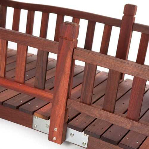 Image of Durable 8-Ft Garden Bridge with Hand Rails in Red Shorea Wood Outdoor