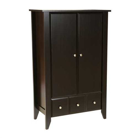 Image of Bedroom Wardrobe Armoire Cabinet in Dark Brown Mocha Wood Finish