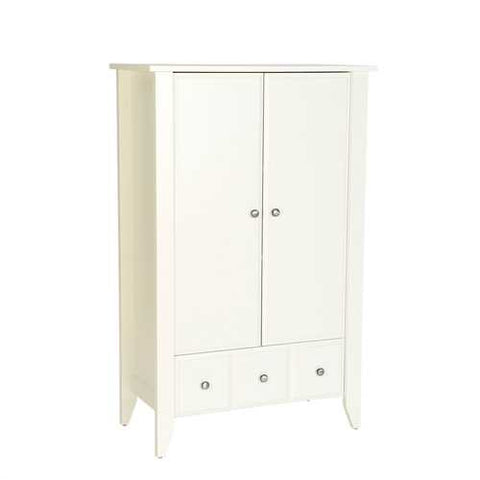 Image of Classic Bedroom Armoire Wardrobe Cabinet in Soft White Wood Finish