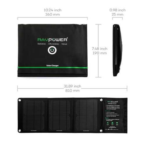 Image of 15-Watt Portable Folding Solar Panel Battery Charger for Phones Tables USB