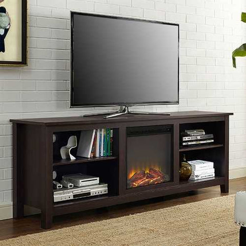 Image of Espresso 70-inch Electric Fireplace TV Stand Space Heater