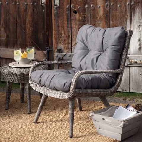 Image of Weather Resistant Wicker Resin Patio Furniture Set with 2 Chairs Cushions and Side Table