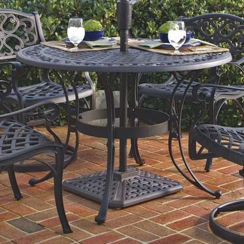 Image of 48-inch Round Black Metal Outdoor Patio Dining Table with Umbrella Hole