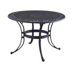 48-inch Round Black Metal Outdoor Patio Dining Table with Umbrella Hole