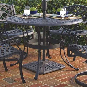 42-inch Round Black Metal Outdoor Patio Dining Table with Umbrella Hole