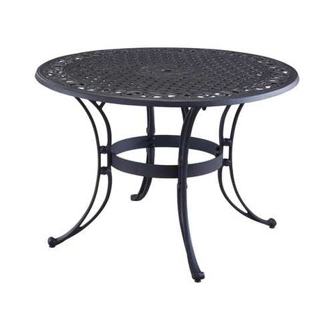 Image of 42-inch Round Black Metal Outdoor Patio Dining Table with Umbrella Hole