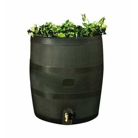 Image of Round Rain Barrel with Built in Planter - 35 Gallon Capacity