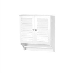 White Bathroom Wall Cabinet with 2 Louver Shutter Doors and Shelf