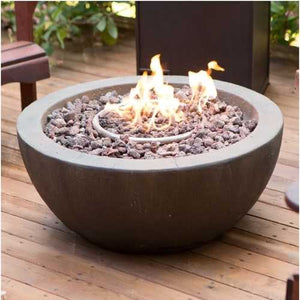 28-inch Round Gray Enviro Stone Fire Pit Bowl with Propane Tank Hideaway Table