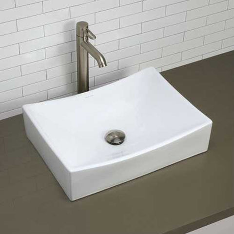 Image of Modern Rectangular White Ceramic Vessel Bathroom Sink with Curved Interior