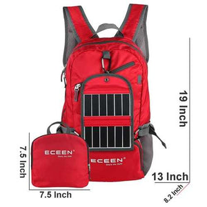 Red 3.25 Watt Solar Backpack Cell Phone Tablet Battery Charger