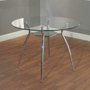 Round Glass Top Dining Table with Chrome Plated Metal Frame