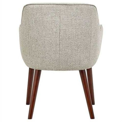 Image of Mid-Century Style Modern Accent Dining Chair with Wood Legs and Light Grey Fabric Seat