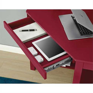 Red Corner Writing Laptop Desk with Drawer - Great for Small Spaces