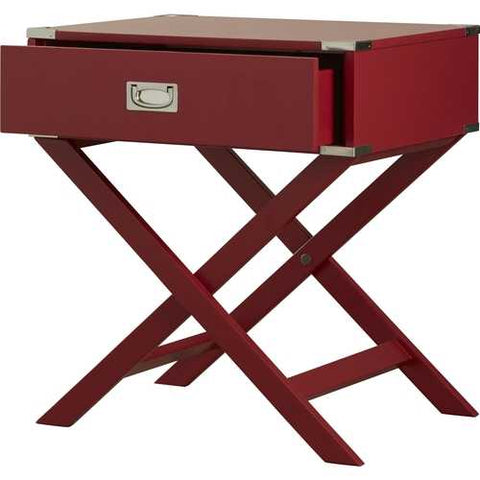 Image of Modern 1-Drawer French Dovetail End Table Nightstand in Red Wood