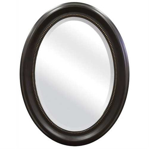 Image of Round Oval Bathroom Wall Mirror with Beveled Edge and Bronze Frame