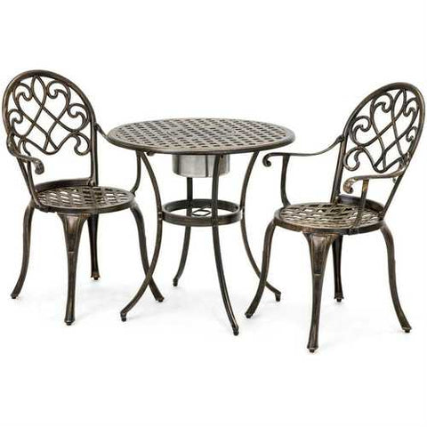 Image of Outdoor 3-Piece Patio Furniture Bistro Set in Antique Copper Finish