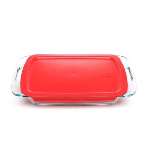 Image of 6-Piece Glass Bakeware Food Storage Set with Red Plastic Lids