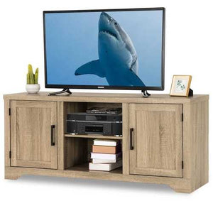 Natural Wood TV Stand Entertainment Center for up to 60-inch TV