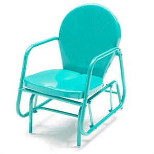 Aqua Teal Turquoise Blue Outdoor Retro Modern Classic Patio Glider Chair