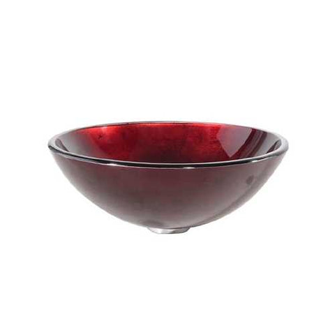 Image of Round Red Tempered Glass Bowl Shape Vessel Bathroom Sink