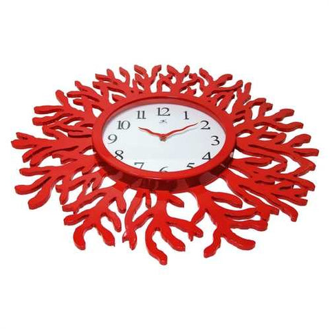 Image of Red Coral Reef Modern Wall Clock Ocean Beach Theme - 22-inch Diameter