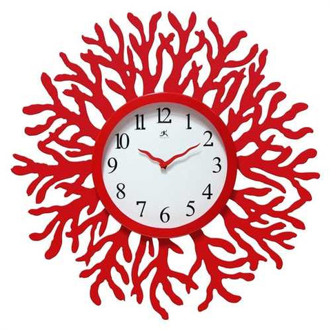 Image of Red Coral Reef Modern Wall Clock Ocean Beach Theme - 22-inch Diameter