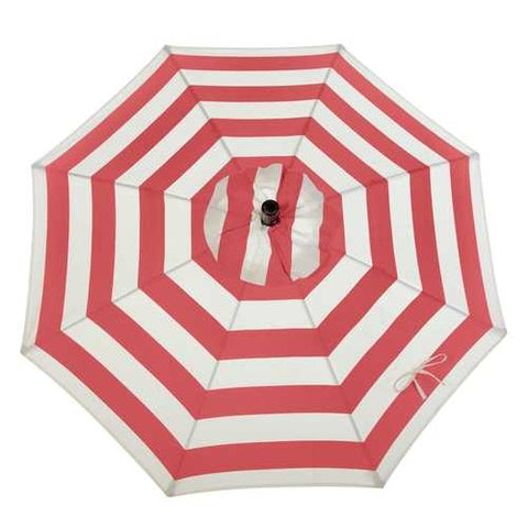 Image of Coral Red White Stripe 7.5-Ft Outdoor Patio Umbrella with Metal Pole