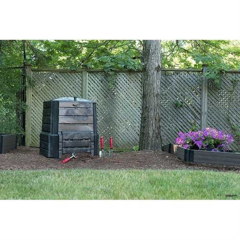 Image of Black Plastic Compost Bin Composter for Home Garden Composting - 94 Gallon