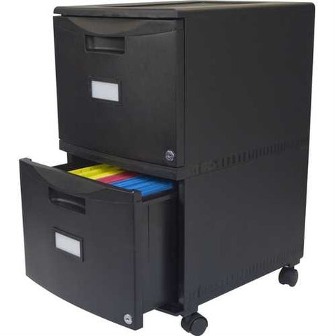 Image of Black 2-Drawer Locking Letter/Legal size File Cabinet with Casters/Wheels