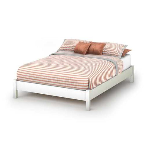 Image of Full size Simple Platform Bed in White Finish - Modern Design