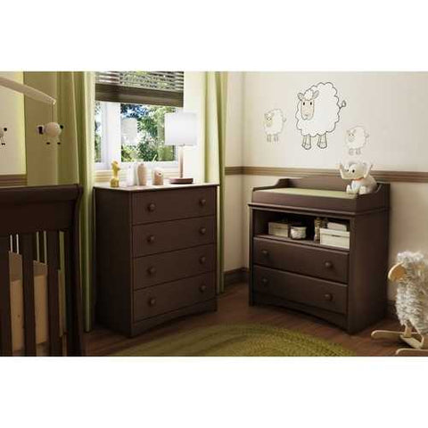 Image of 4 Drawer Child Bedroom Chest in Espresso Finish - Great for Nursery