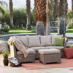 Natural Outdoor Wicker Resin Patio Furniture Conversation Set