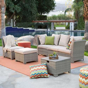 Natural Outdoor Wicker Resin Patio Furniture Conversation Set