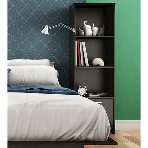 Image of Modern Bookcase with 3 Shelves & Bottom Door in Black