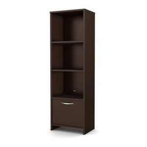 3-Shelf Bookcase with Bottom Door Storage Space in Chocolate